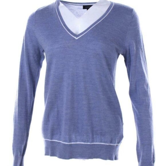 CLUB MONACO Merino Wool V Neck Pullover Sweater Baby Blue Top‎ S - Picture 1 of 4